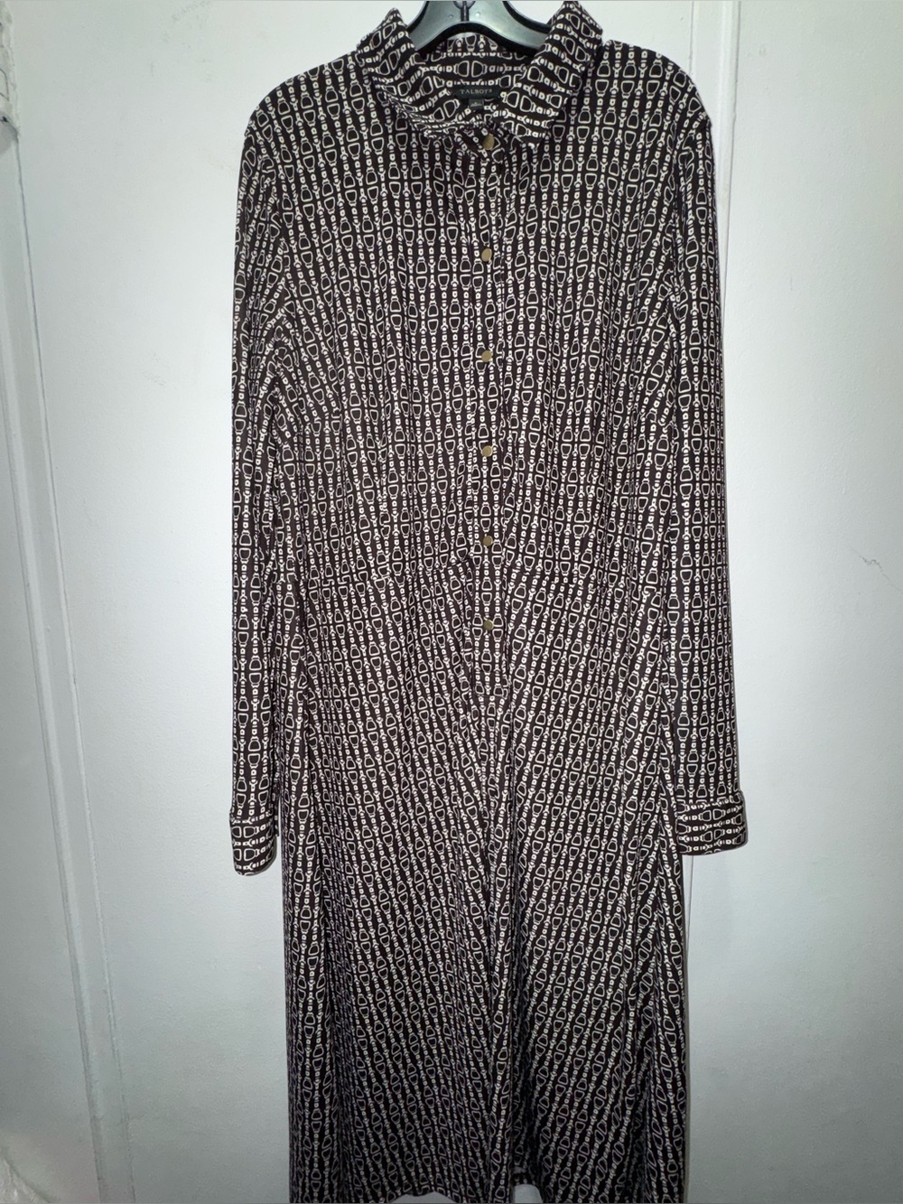 Talbots Horsebit Equestrian Print Jersey Shirtdress size Large